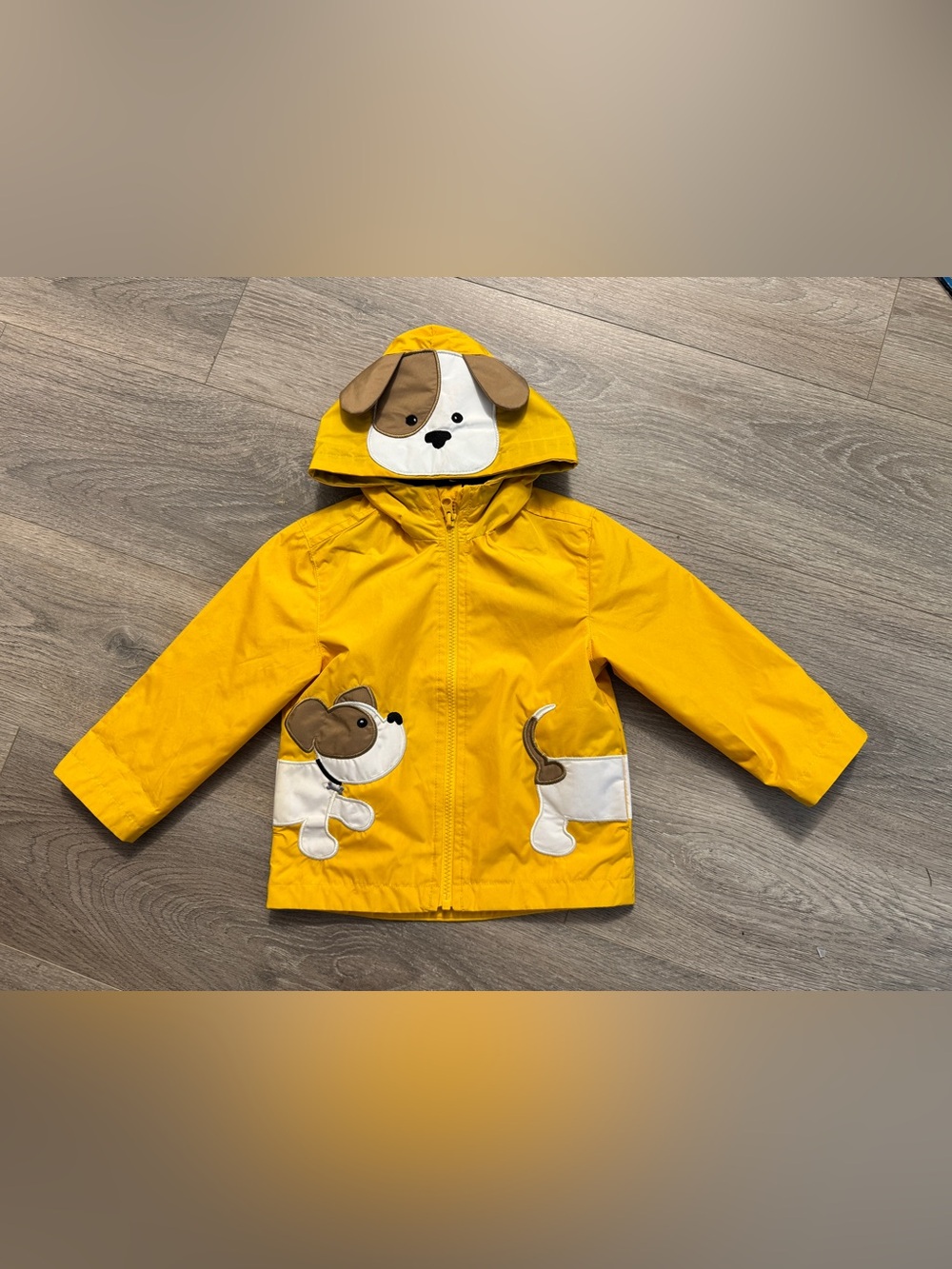 London Fog Bright Yellow Kids Raincoat with Dog Appliqués